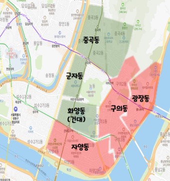 (손품) 서울 광진구 지역분석 1탄 - 광장동/자양동/구의동/화양동/군자동/중곡동 입지분석