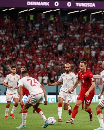 [WC D조] '1M 앞에서 골대!' 덴마크, 튀니지전 0-0 무승부...승점 1점씩 나란히
