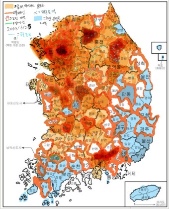 2014년 6월 25일 대한민국 지도