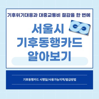 [교통/제테크]-기후동행카드 알아보기(서울시 기후동행카드 2024년부터 신청 가능)