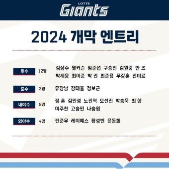 2024시즌 개막 엔트리 발표!