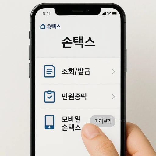 손택스 미리보기 화면