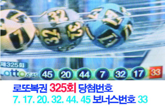 로또복권 325회 당첨번호