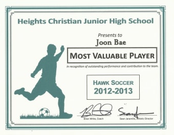 Soccer Team 시상식에서...MVP