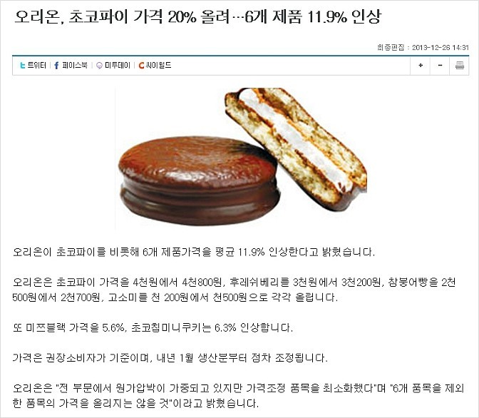 오리온, 갑작스러운 가격 인상에 소비자들 분노 폭발