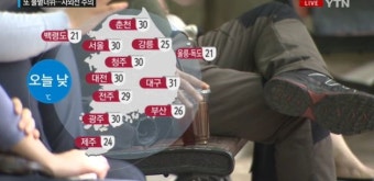 오늘은 서울30도,목요일 금요일 비소식..^^오늘의 날씨