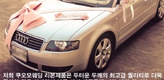 쿠오모 웨딩카 왕리본 베이비핑크 (사선띠포함) 판매해요!! 자동차리본/웨딩장식/이벤트리본