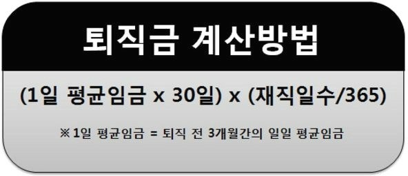 퇴직금 계산 예시 이미지