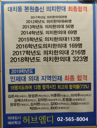 [허브엠디학원] 2019학년도 인제대의대 지역인재 합격자 !!!
