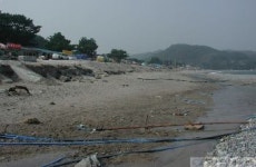 태풍으로 해안가 백사장 유실