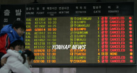 제주공항 항공기 무더기 결항.