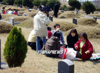 한식을 앞둔 파주 용미리 묘역