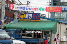 폭격중단 환영 현수막