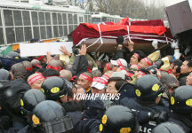 정부과천청사서 하이닉스 항의 집회