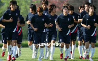 대전에 도착한 올림픽축구대표팀
