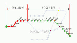 <광주 지하철 1호선 노선도>