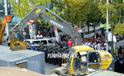 전노련 고양시청서 이틀째 시위