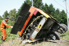 한라산 1100도로서 전복된 수학여행 버스
