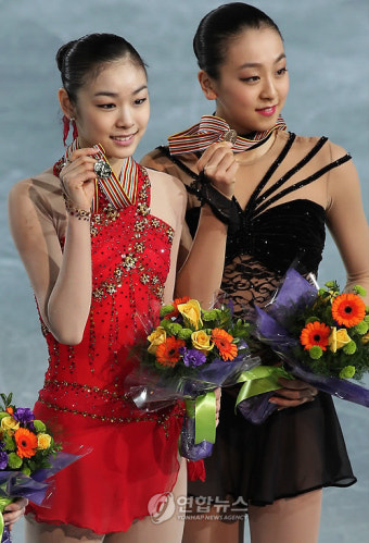 1위 김연아,  3위 아사다 마오