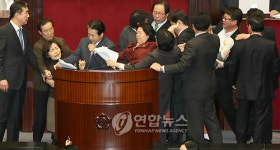 임시국회, 회기 20분 앞두고 여야 몸싸움