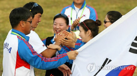 <아시안게임>한국 양궁 금메달 싹슬이