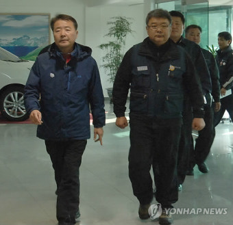 현대차 5자 노사대표 대화 참석하는 노조대표들