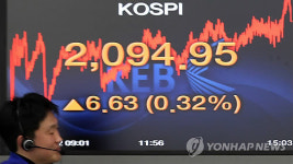 코스피지수 2,100선에 바짝