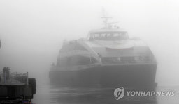 짙은 안갯속 시험 운항 나선 강릉∼울릉도 여객선