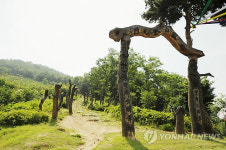 대청호변에 세워진 장승공원