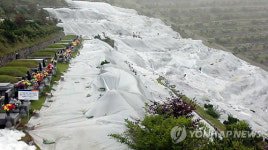 비닐로 덮인 천안 공원묘원