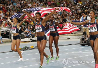<2011 육상>400m 계주  미국 우승
