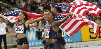 <2011 육상>여자 400m 계주  미국 우승