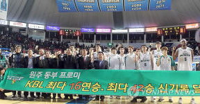 원주 동부, 16연승.시즌 최다 42승 신기록 달성