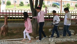 최전방 월학초교, 숲 속 교실서 매일 맨발걷기