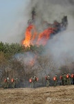 제주 목장 초지서 불…진화작업 하는 군인들