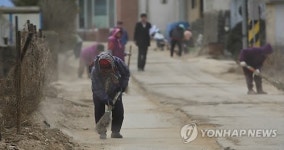 마을 청소하는 백령도 주민들