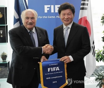 정몽규 축구협회장, 블래터 FIFA 회장 접견