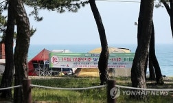 송림 속 텐트 야영 안돼요