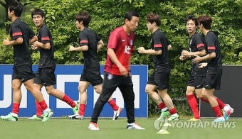 회복훈련하는 축구 대표팀