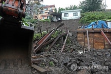 붕괴 위기의 동산 위 하얀 집
