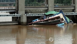 의암댐으로 떠내려온 보트장