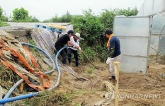 침수피해 입은 여주 비닐하우스