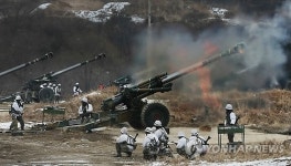 혹한기 훈련 155㎜ 견인포 사격