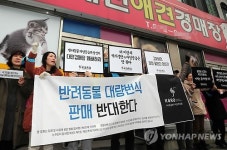 동물보호단체 대전 애견경매장 폐쇄하라
