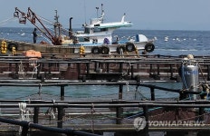 황토 살포하고 산소 공급하는 어민들