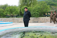 양어장 현지지도하는 김정은
