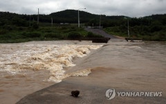 불어난 동천강에 잠긴 제전보
