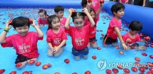 복숭아데이 맞이 물속 복숭아 잡기 체험행사