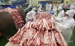 냉동한우갈비세트 만드는 분주한 손길