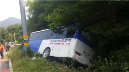 양산서 인력사무소 버스 배수로 빠져…근로자 23명 부상
